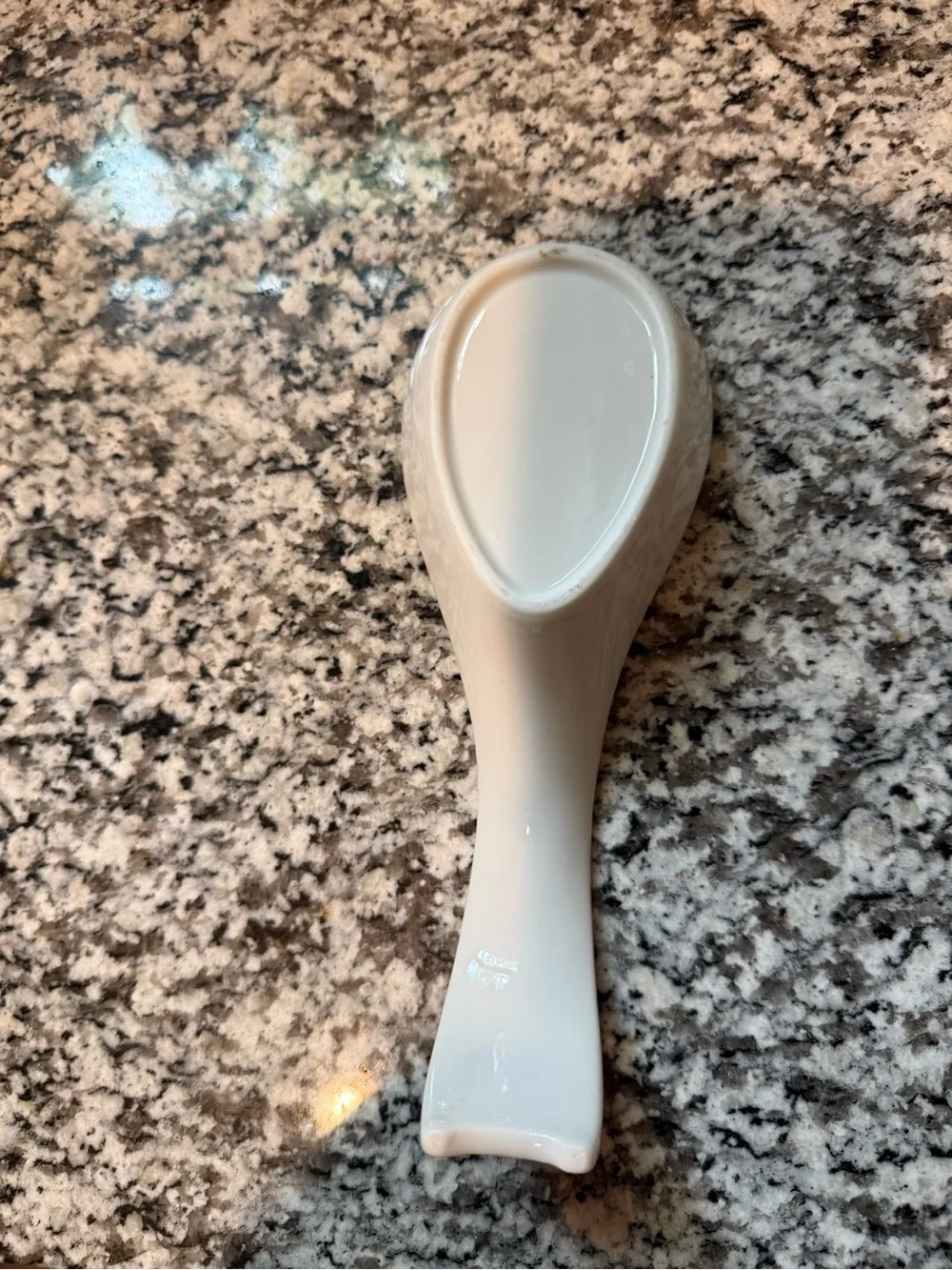 White Ceramic Spoon Rest with Red Strawberry Accent